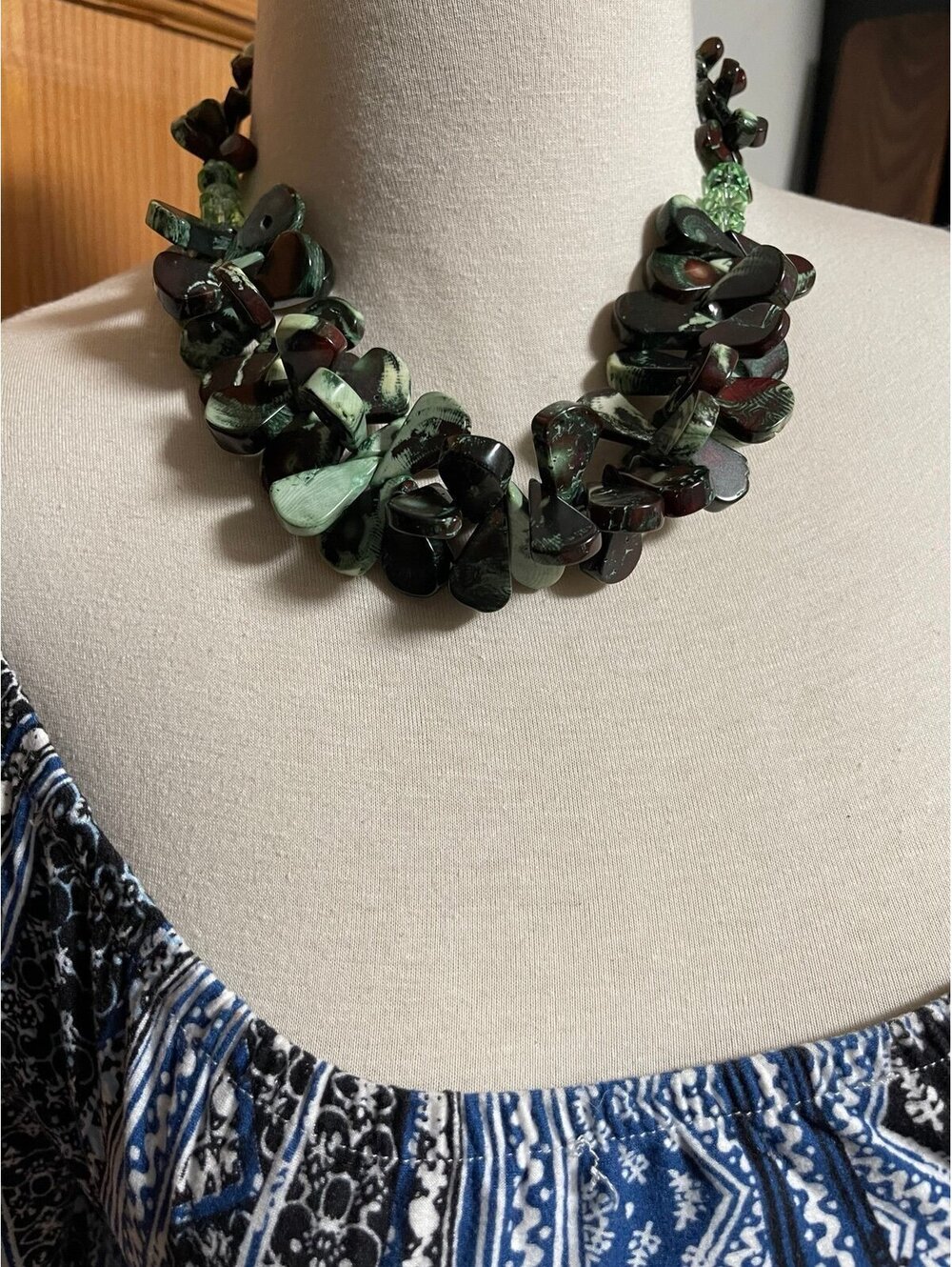 OOAK Artisan Double Strand Cut Zoisite Stones Necklace